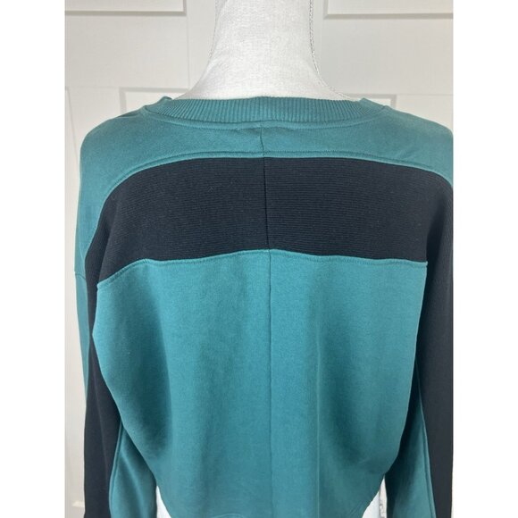 ZARA LA Green & Black Colorblock Cropped Sweatshirt Women’s Size Large - Picture 6 of 9